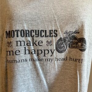 Gildan Gray 'Motorcycles Make Me Happy' Graphic Tee